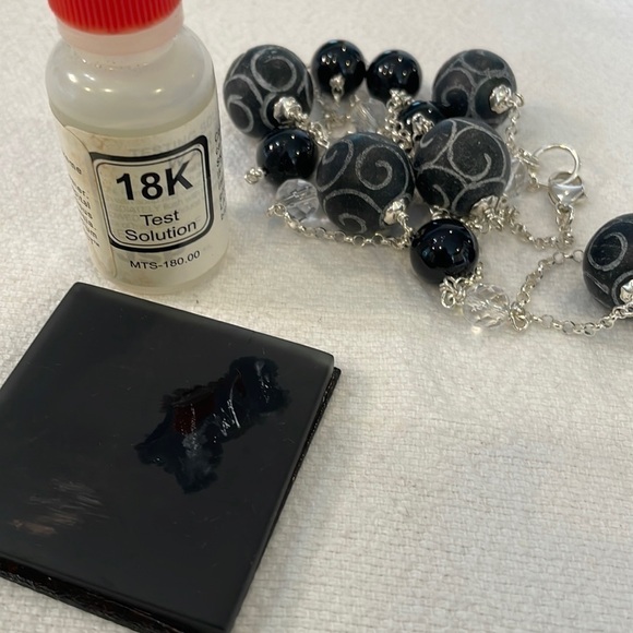 Sterling silver natural stone station large lobster clasp etched carved stone - Picture 6 of 9